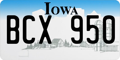 IA license plate BCX950