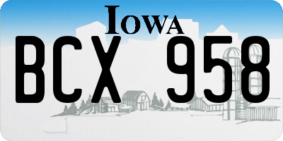 IA license plate BCX958