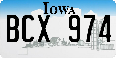 IA license plate BCX974