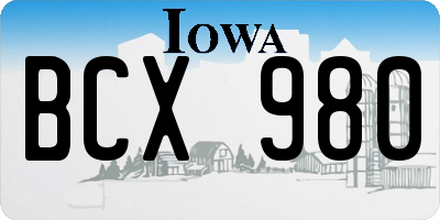 IA license plate BCX980