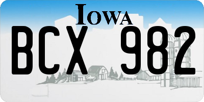 IA license plate BCX982