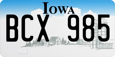 IA license plate BCX985