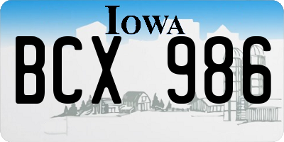 IA license plate BCX986