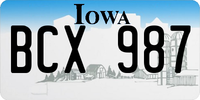 IA license plate BCX987