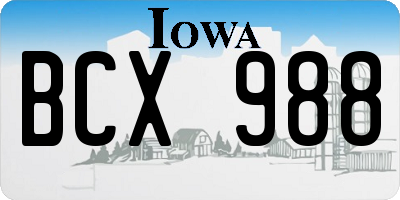 IA license plate BCX988