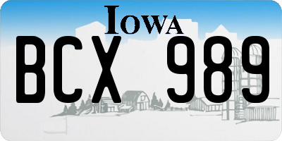 IA license plate BCX989