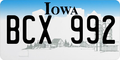 IA license plate BCX992