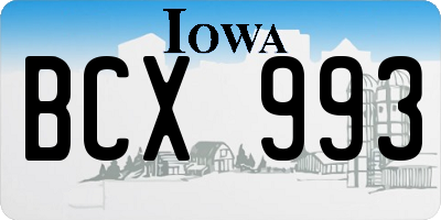 IA license plate BCX993