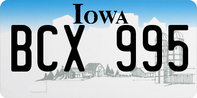 IA license plate BCX995