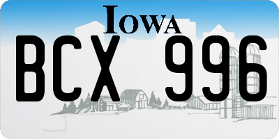 IA license plate BCX996