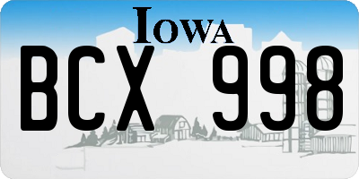 IA license plate BCX998