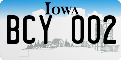 IA license plate BCY002