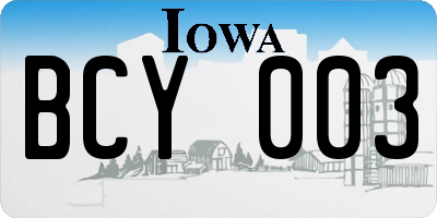 IA license plate BCY003