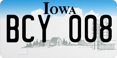 IA license plate BCY008