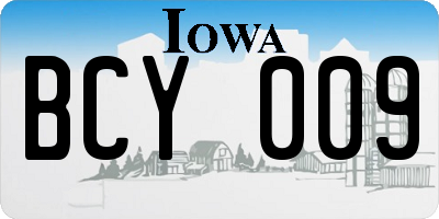 IA license plate BCY009