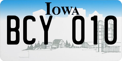 IA license plate BCY010