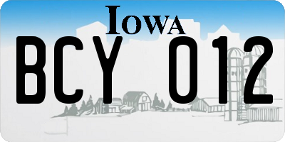 IA license plate BCY012
