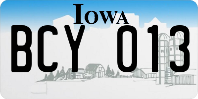 IA license plate BCY013
