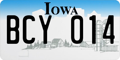 IA license plate BCY014