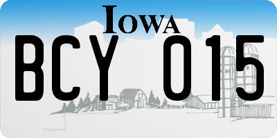 IA license plate BCY015