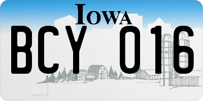 IA license plate BCY016