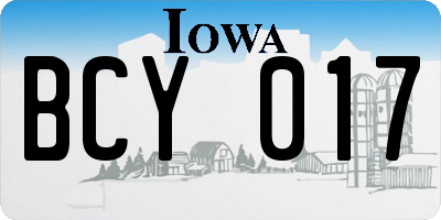 IA license plate BCY017
