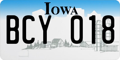 IA license plate BCY018