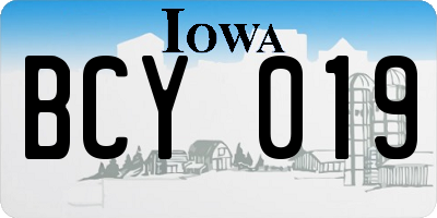 IA license plate BCY019