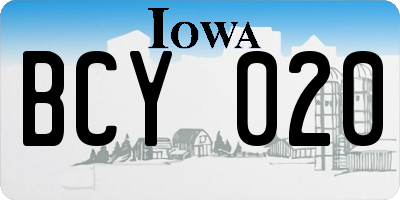 IA license plate BCY020