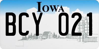 IA license plate BCY021