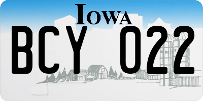 IA license plate BCY022