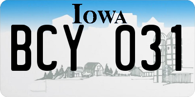 IA license plate BCY031