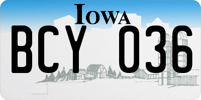 IA license plate BCY036