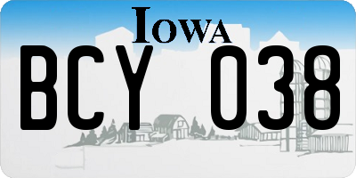 IA license plate BCY038