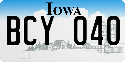 IA license plate BCY040
