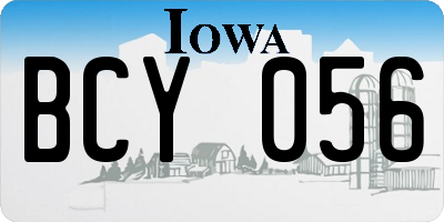 IA license plate BCY056