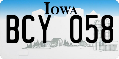 IA license plate BCY058