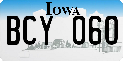 IA license plate BCY060
