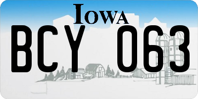 IA license plate BCY063