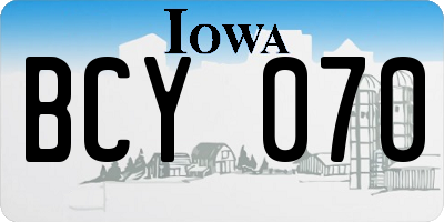 IA license plate BCY070