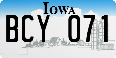 IA license plate BCY071