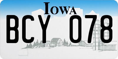 IA license plate BCY078