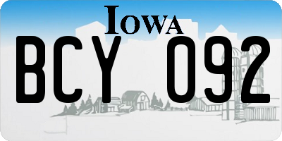IA license plate BCY092