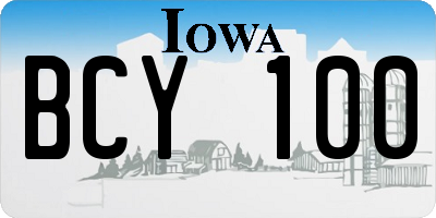 IA license plate BCY100