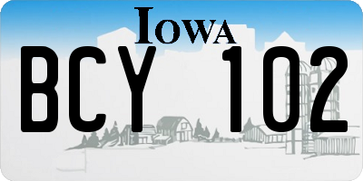 IA license plate BCY102