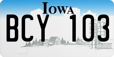 IA license plate BCY103