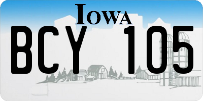 IA license plate BCY105