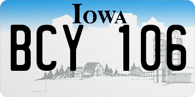 IA license plate BCY106