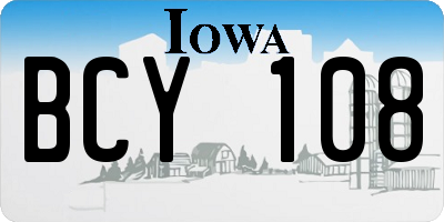 IA license plate BCY108