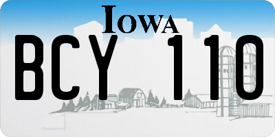 IA license plate BCY110